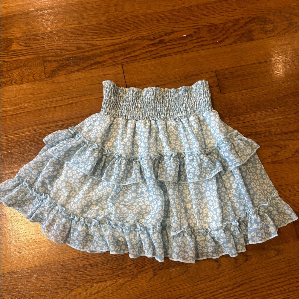 Floral Blue Mini Skirt